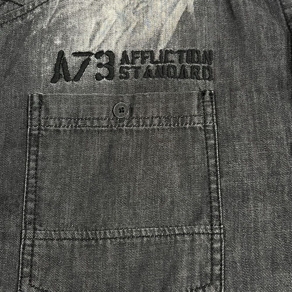 Affliction Live Fast A73 Button Up Shirt Mens 3XL Distressed Diamond Stitch Y2K - Picture 2 of 15